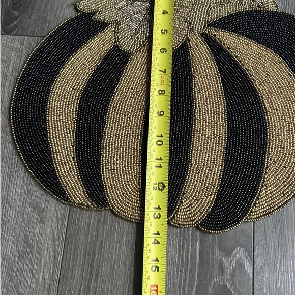 One Mackenzie Childs gold black beaded pumpkin placemats 4 available - Picture 4 of 4